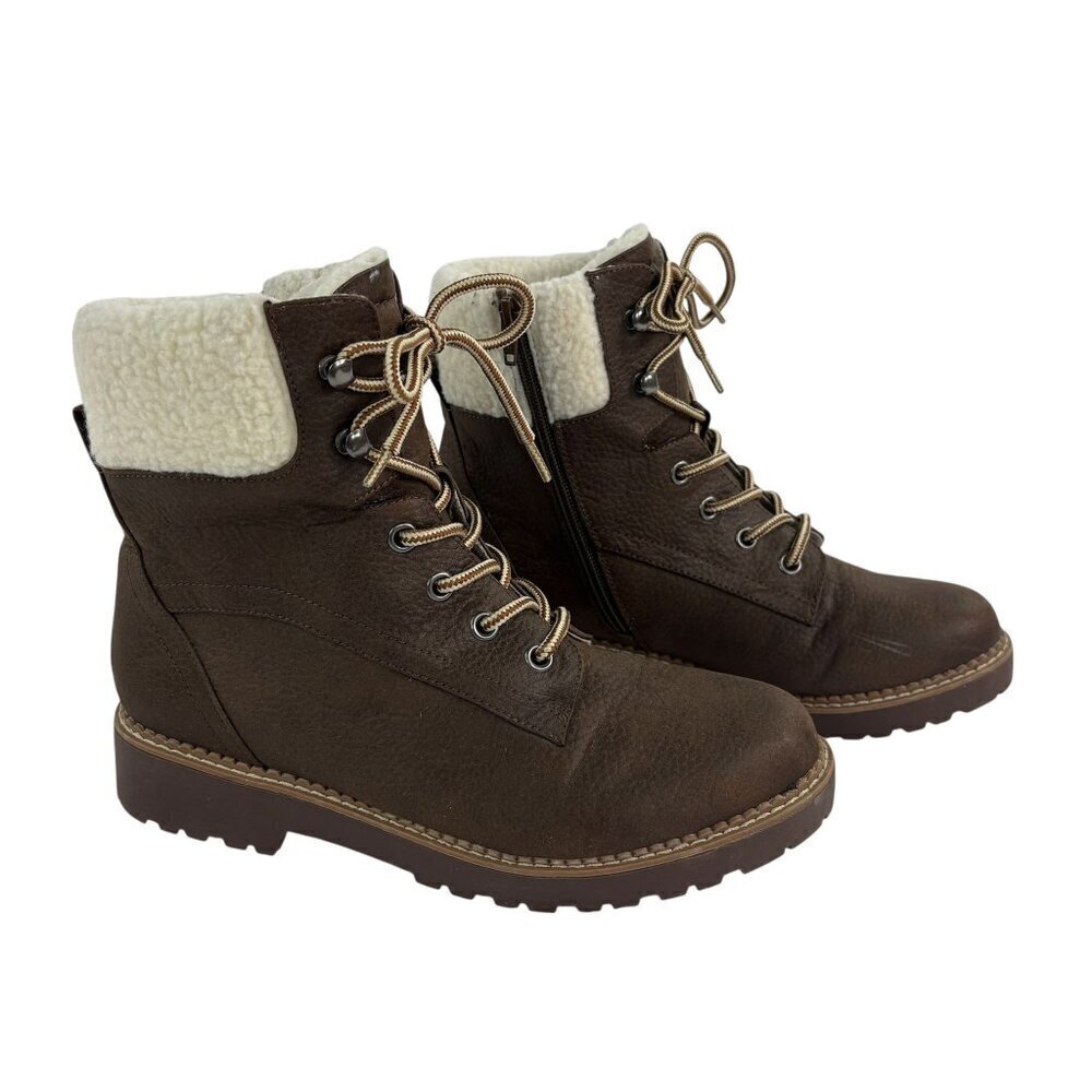 Magellan Outdoors Faux Suede Fur Lined Lace-Up Boots – Brown, Size 10M